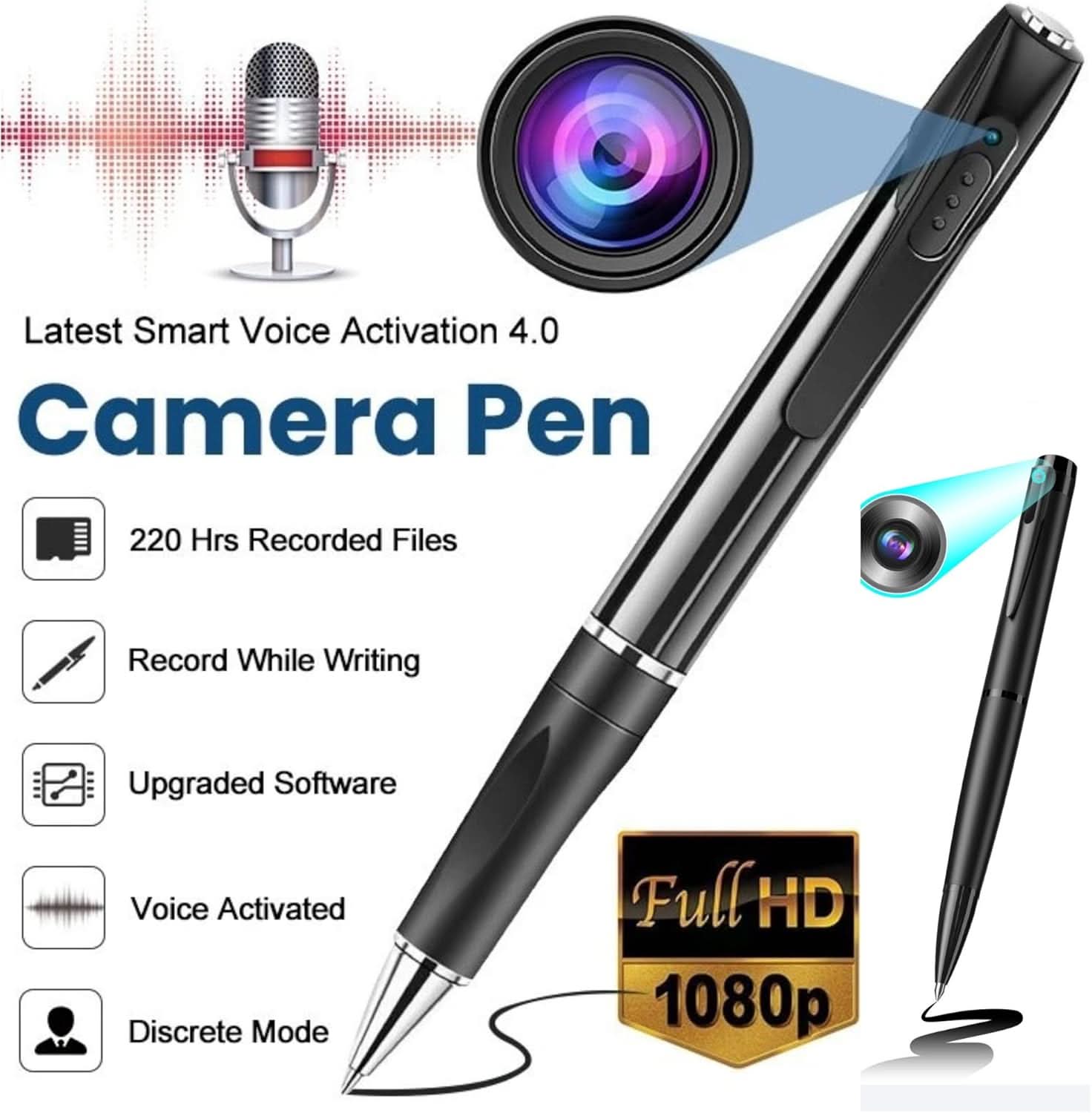 TAVICE 64GB Camera Pen 1080P HD Portable Hidden Camera for Video & Photos, Loop Recording, Long Battery Life, Office & Business Use - Office Catch