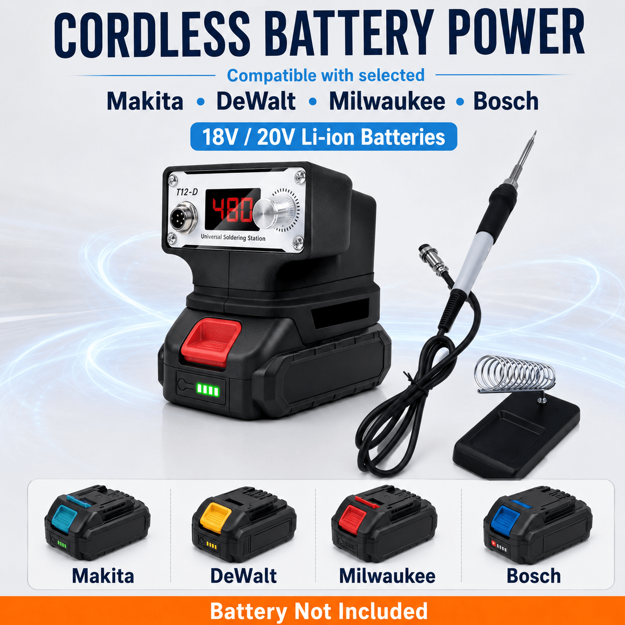 TAVICE 70W Cordless Soldering Iron Compatible with Milwaukee Makita DeWalt 18V Batteries, 150-480C Digital Temperature Control - Office Catch