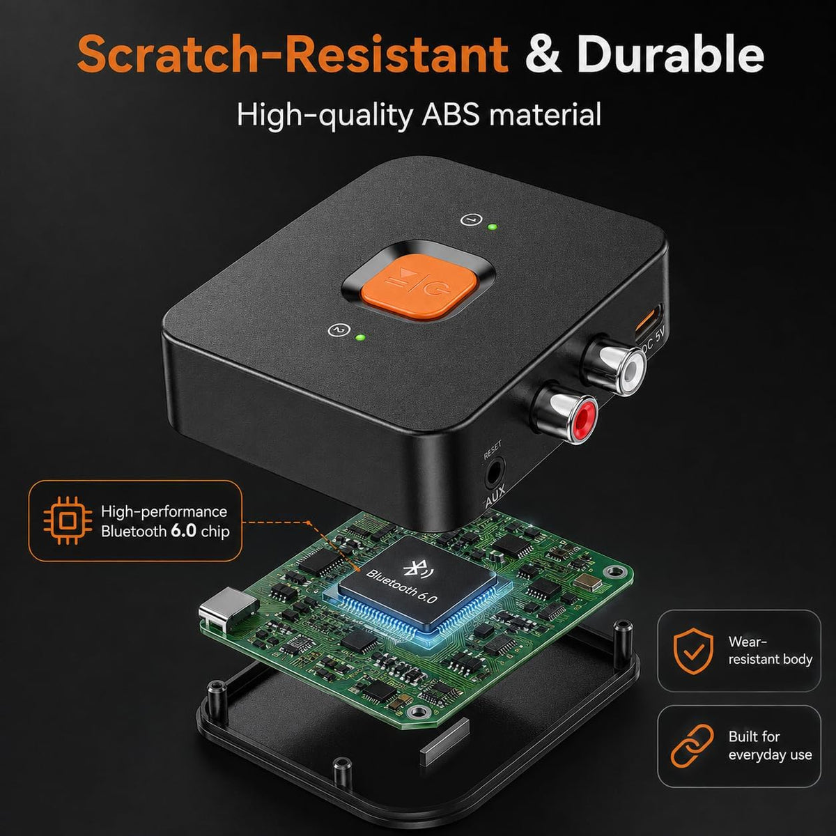 TAVICE Bluetooth 6.0 Audio Receiver Adapter for Sound System RCA AUX Wireless Stereo - Office Catch