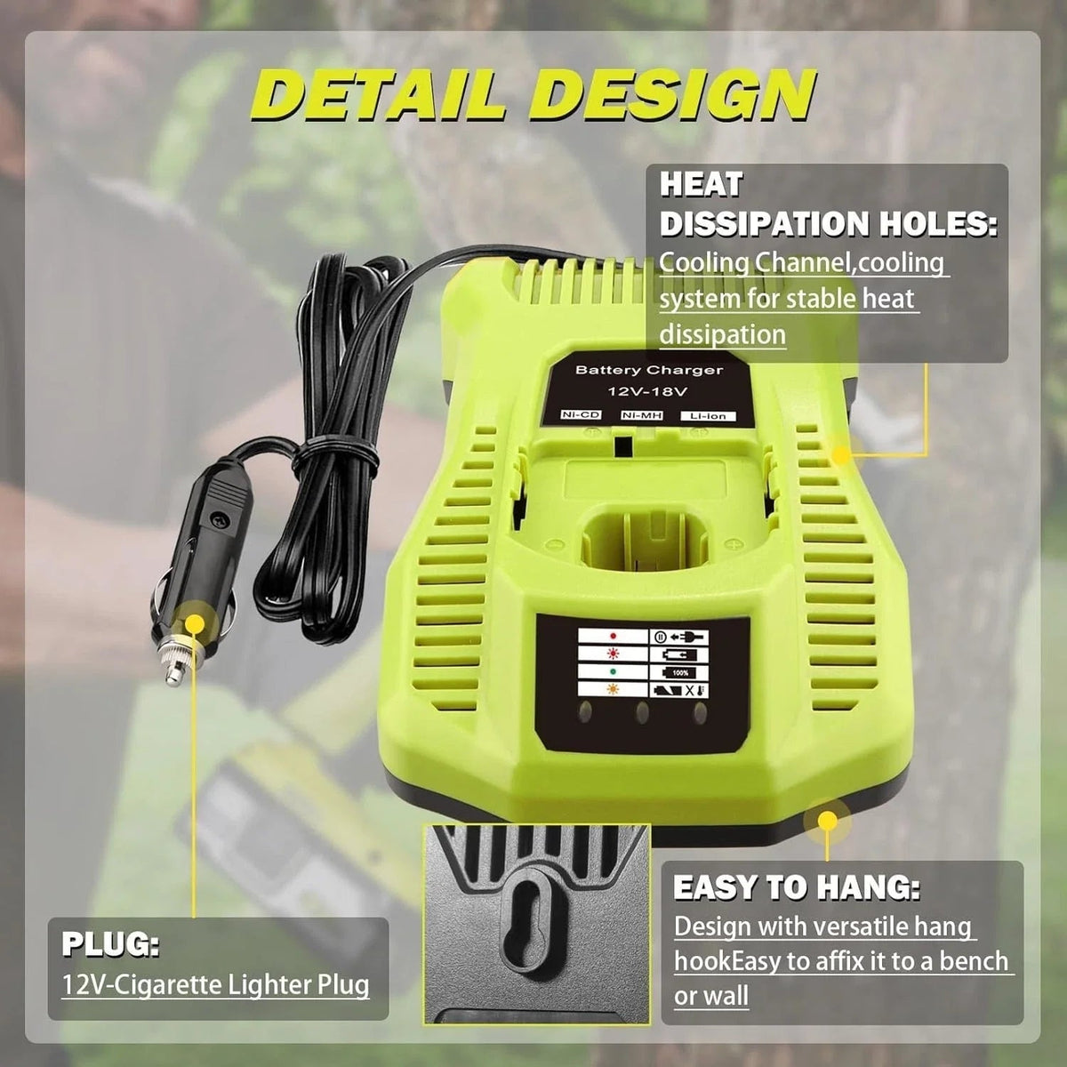 TAVICE Car Charger Compatible with Ryobi ONE+ 12V-18V P102 P105 P108 Li-Ion NiCd NiMH Batteries - Office Catch