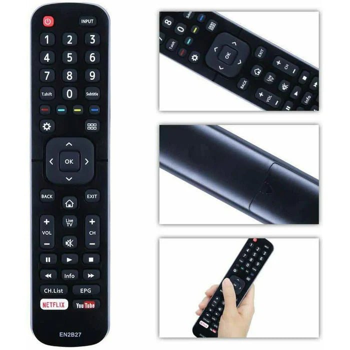 Tavice Compatible Hisense EN2B27 TV Remote Control Replacement – 2 Pack (EN - 2B27 / RC3394402/01 / 3139 238) - Office Catch
