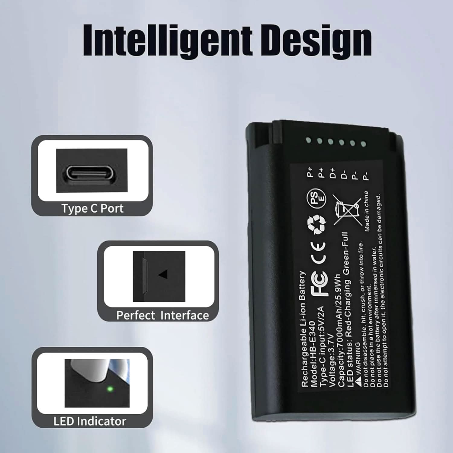 TAVICE E340 Replacement Battery Compatible with eufy Security Video Doorbell E340 7000mAh Rechargeable Battery with USB - C Port - Office Catch