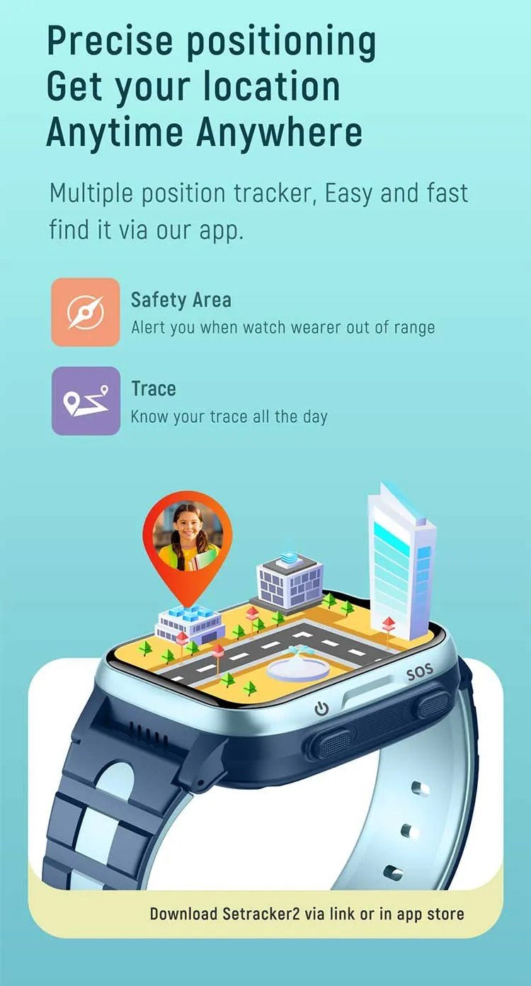 Tavice Kids 4G Smartwatch (Blue) – Waterproof GPS Tracker with SIM, Voice & Video Calls, Camera, SOS Emergency Alert & Educational Games - Office Catch