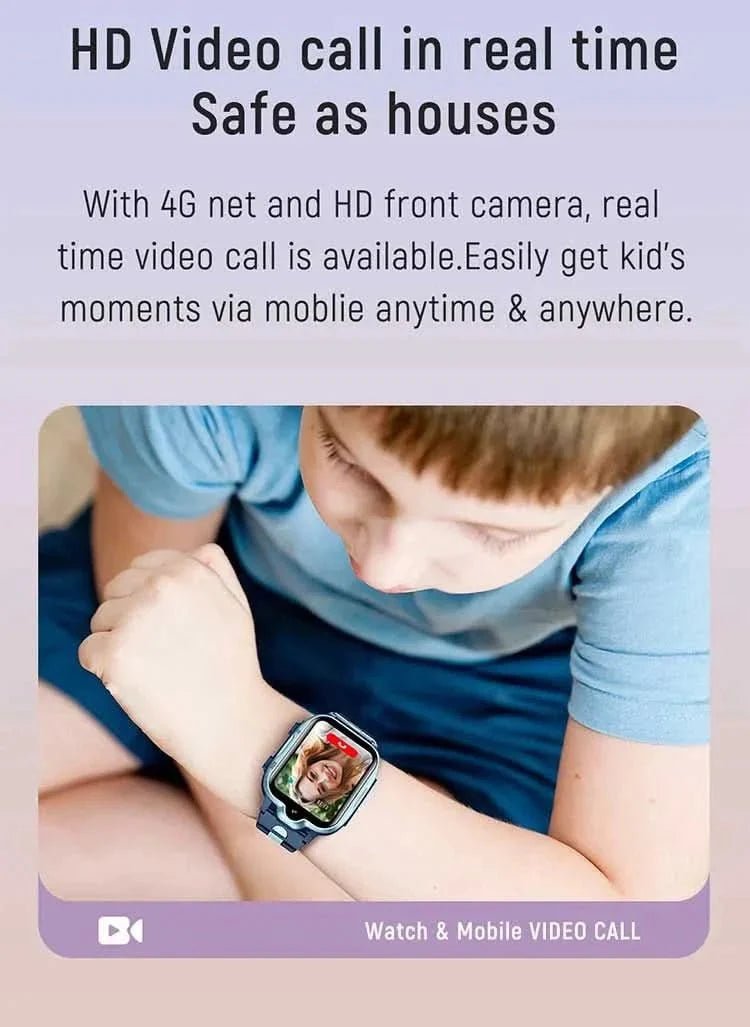 Tavice Kids 4G Smartwatch - Waterproof with GPS Tracker, SIM, Voice & Video Call, Camera, SOS Emergency Call & Educational Games (BLUE) - Office Catch