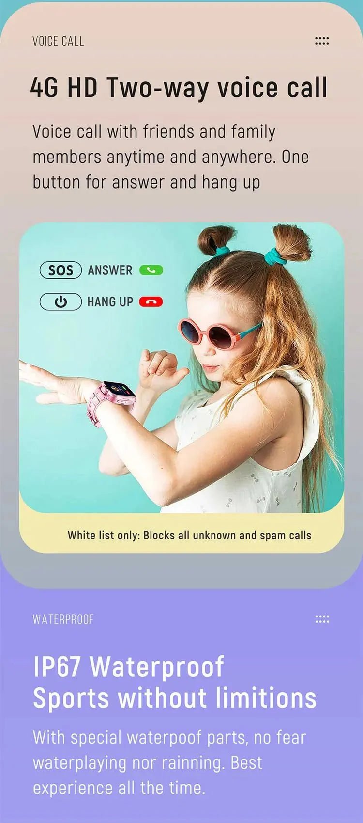 Tavice Kids 4G Smartwatch - Waterproof with GPS Tracker, SIM, Voice & Video Call, Camera, SOS Emergency Call & Educational Games (BLUE) - Office Catch