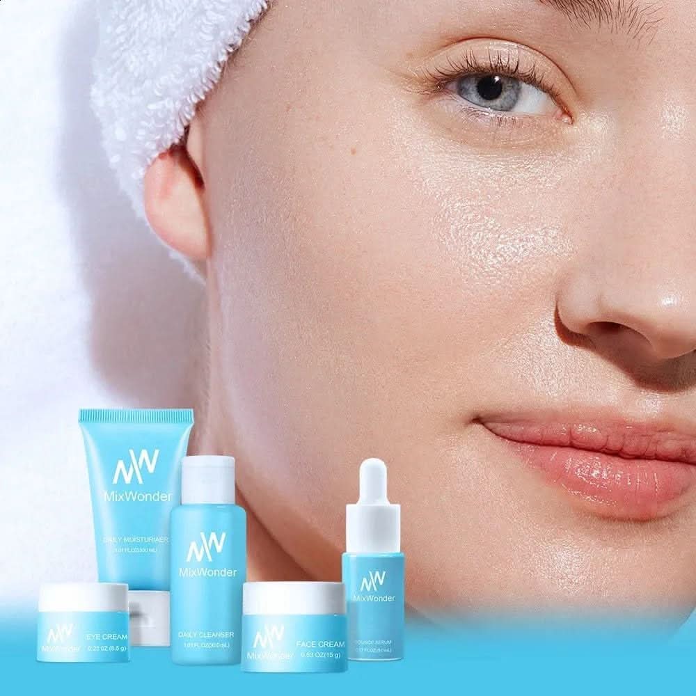 TAVICE Presents MixWonder Hydrating Skincare Set 5 - Piece Facial Care Set with Cleanser, Creams & Serum - Office Catch