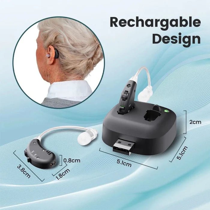 TAVICE Rechargeable Dual Behind - the - Ear Sound Amplifier with Noise Reduction and Long Battery Life | USB Charging | Discreet Design - Office Catch