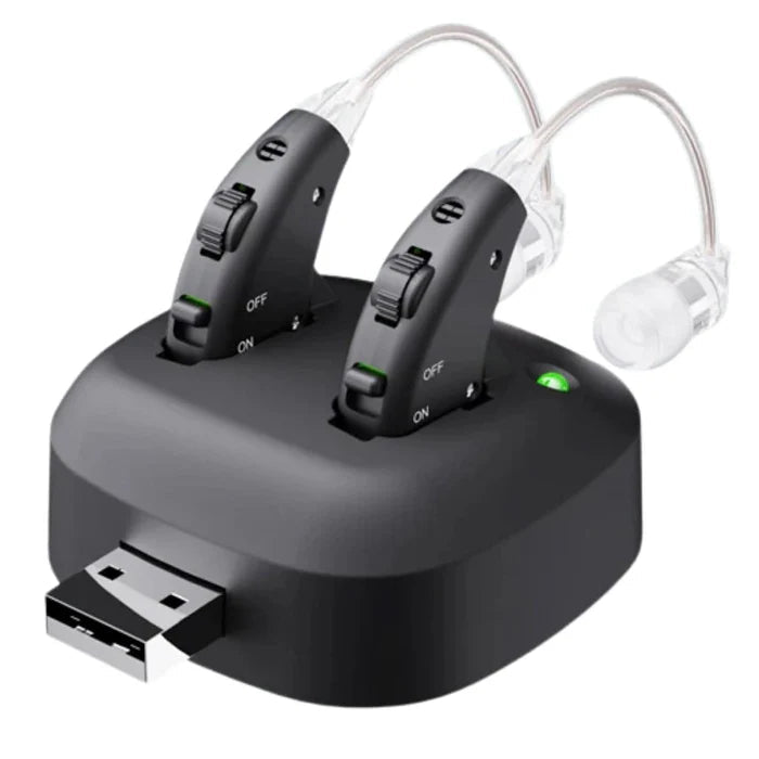 TAVICE Rechargeable Dual Behind - the - Ear Sound Amplifier with Noise Reduction and Long Battery Life | USB Charging | Discreet Design - Office Catch