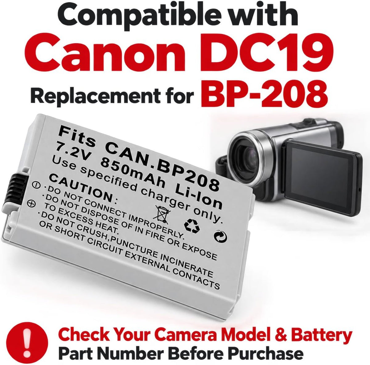 TAVICE Replacement Battery Compatible with Canon DC19 Camcorder - Office Catch
