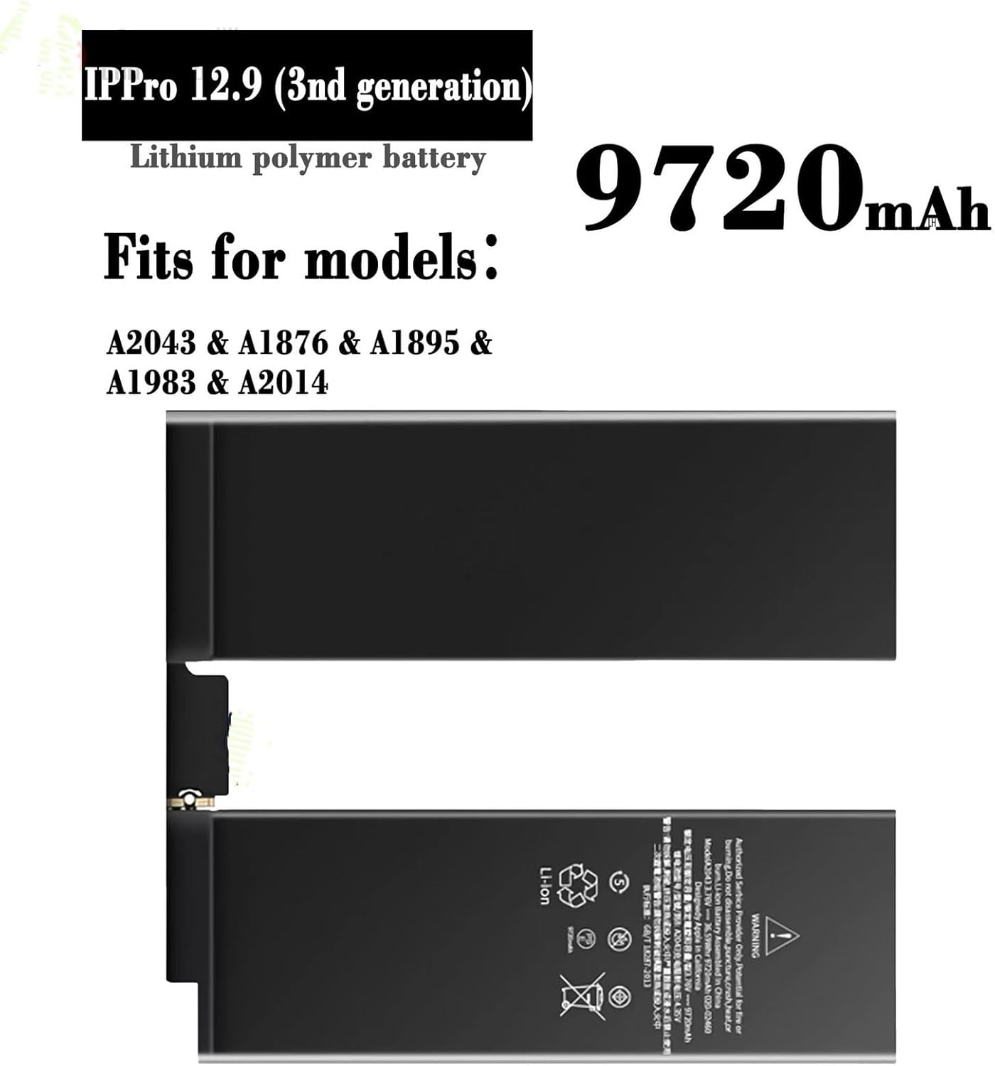 TAVICE Replacement Battery for iPad Pro 12.9" 3rd Gen (A2043, A1876, A1895) 9720mAh High Capacity Battery - Office Catch