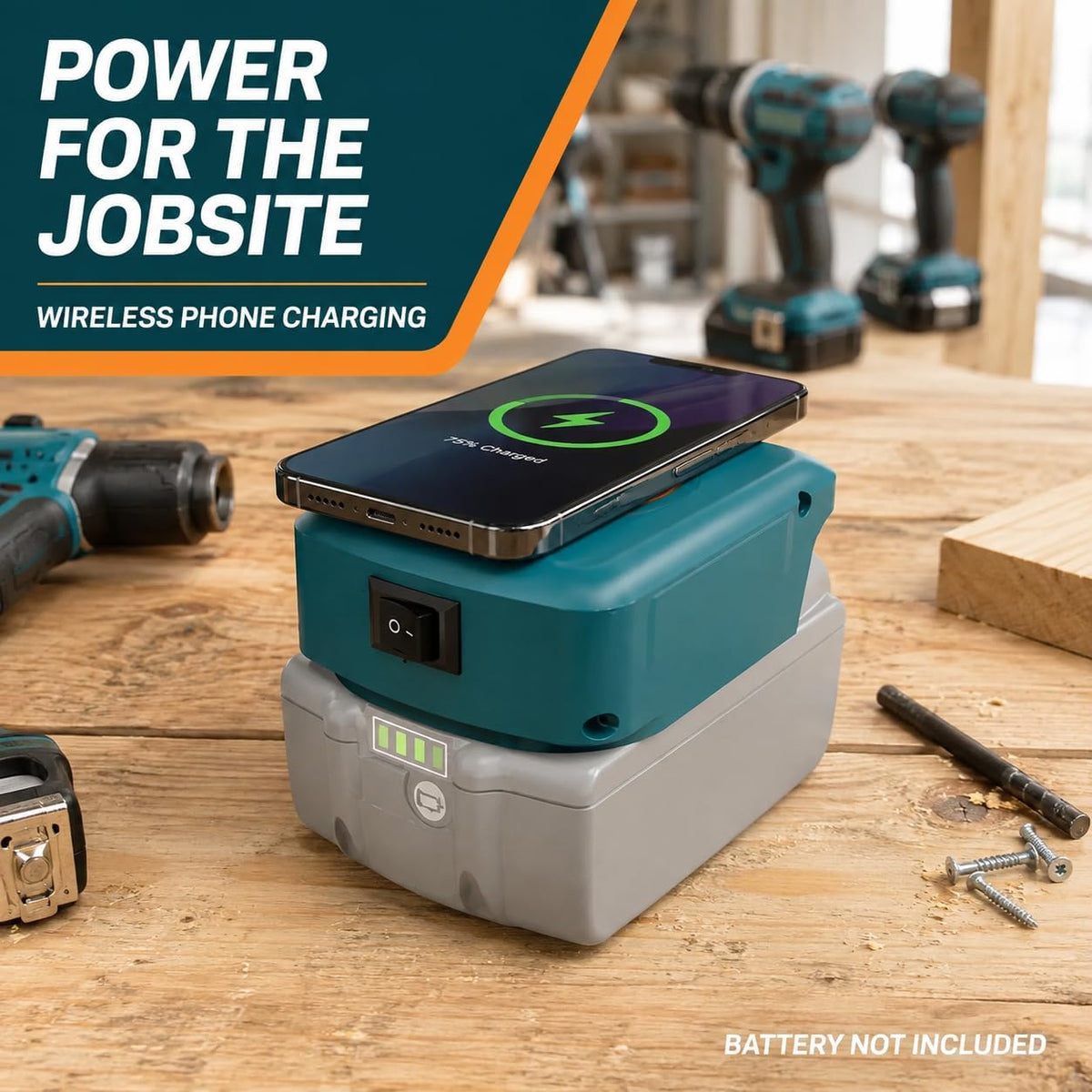 TAVICE Type-C USB Wireless Phone Charger Adapter Compatible with Makita 18V LXT Battery - Office Catch