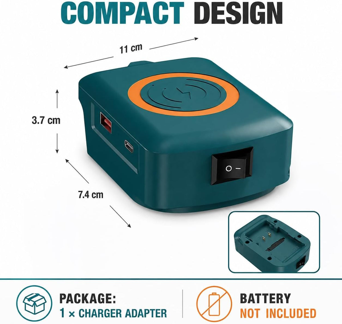TAVICE Type-C USB Wireless Phone Charger Adapter Compatible with Makita 18V LXT Battery - Office Catch