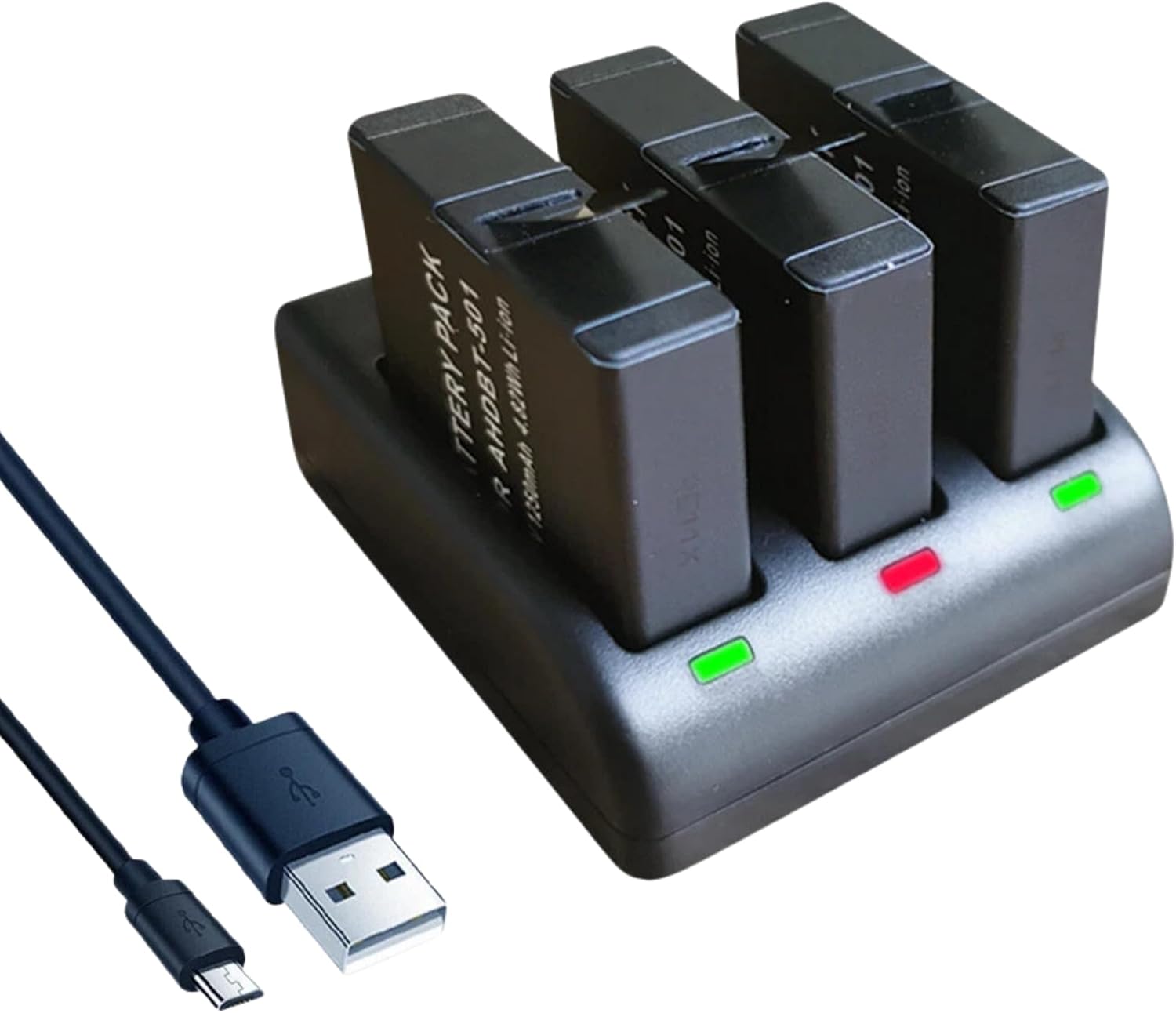 TAVICE Ultra Fast Charging USB Triple Charger for GoPro Hero 8 7 6 5 Action Camera | Multi Battery Fast Smart Charging Dock - Office Catch