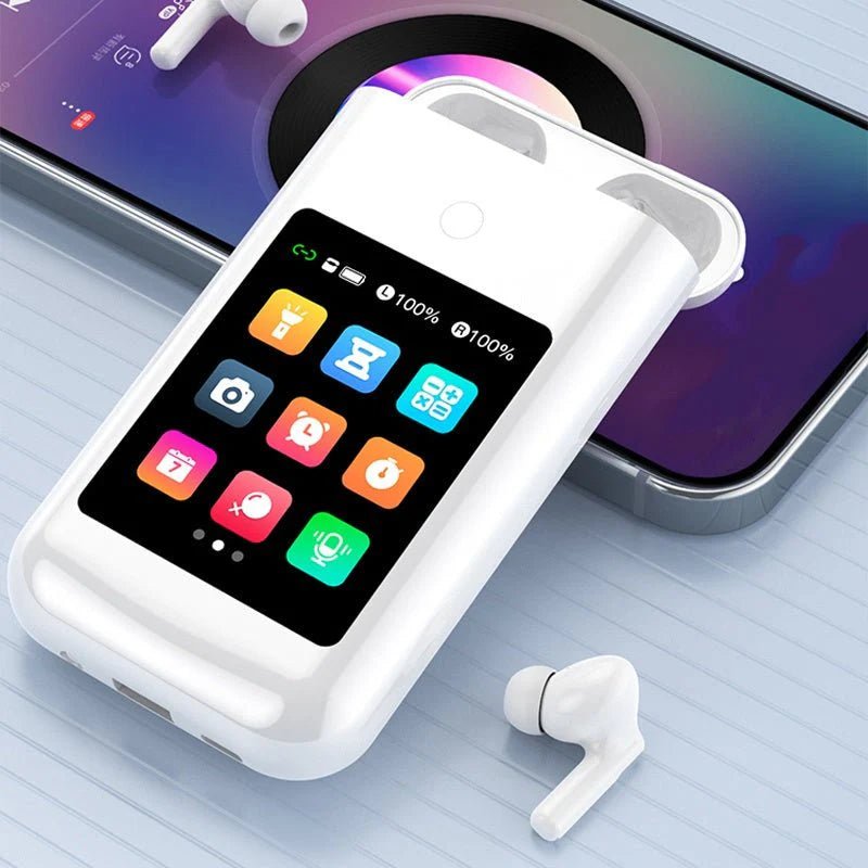 Tavice Uniqa High Capacity Power Bank with Built-in Wireless Earbuds, Flashlight & 2.8" Touch Screen - Office Catch
