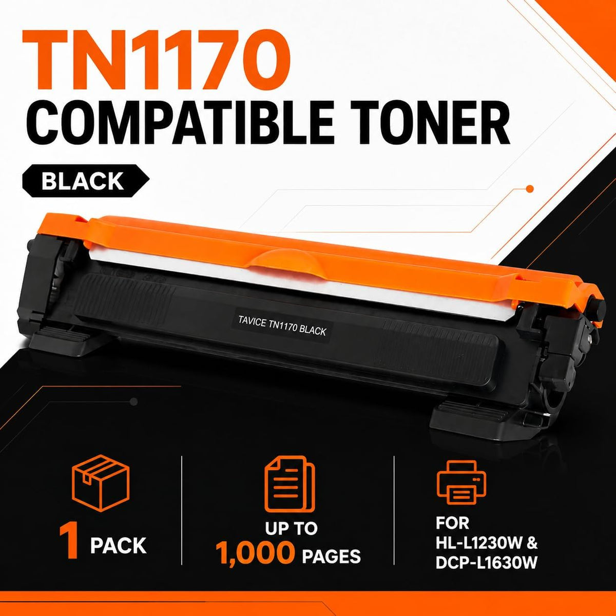 TN1170 Toner Cartridge Compatible with Brother HL-L1230W and DCP-L1630W Printers - Office Catch