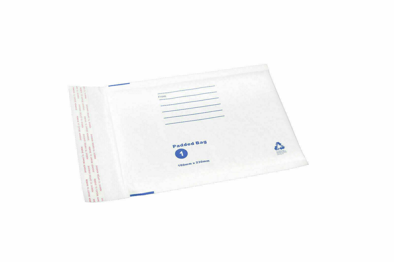 100x Bubble Mailer 160x230mm Padded Envelope White Kraft Paper Plain Bag - Office Catch