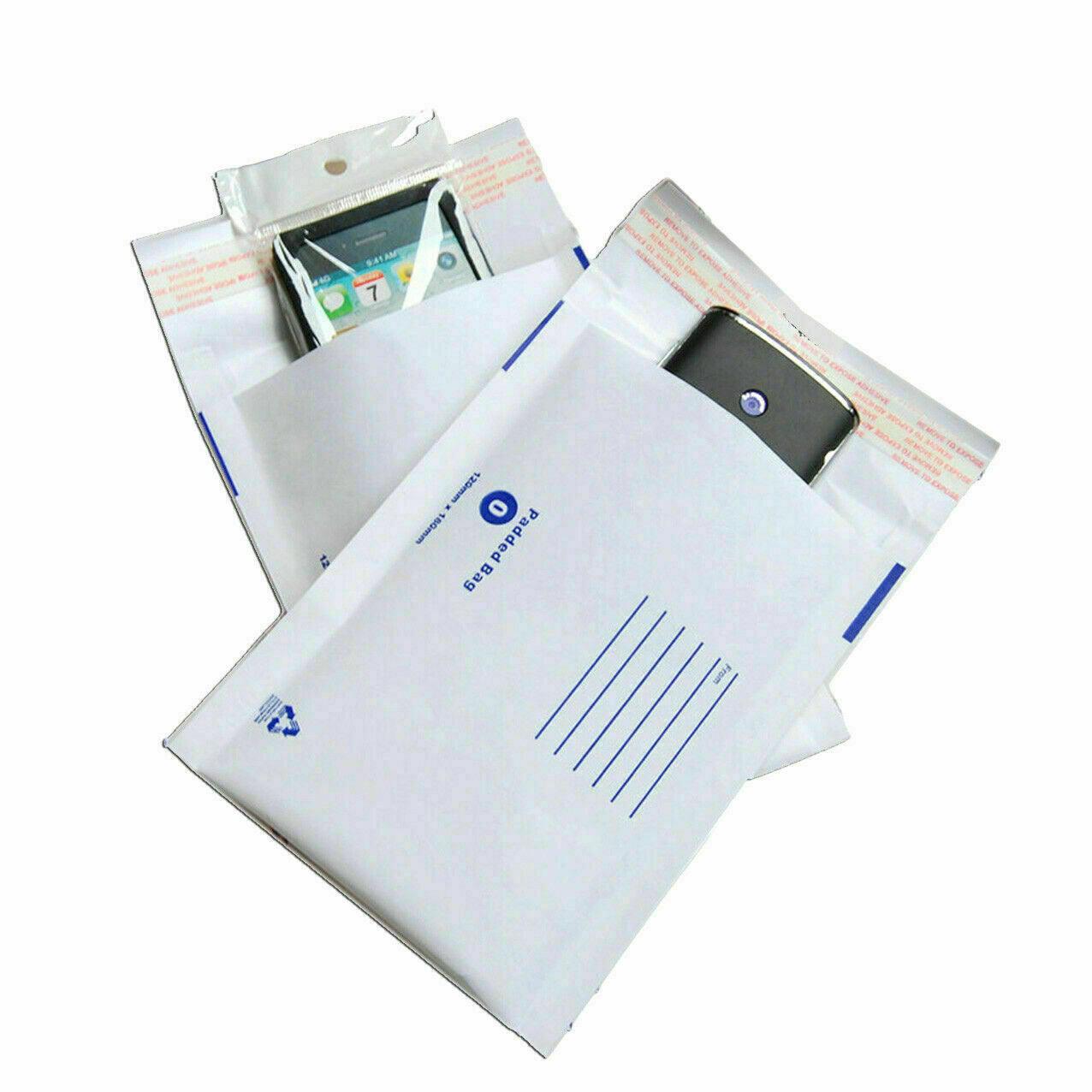 100x Bubble Mailer 160x230mm Padded Envelope White Kraft Paper Plain Bag - Office Catch