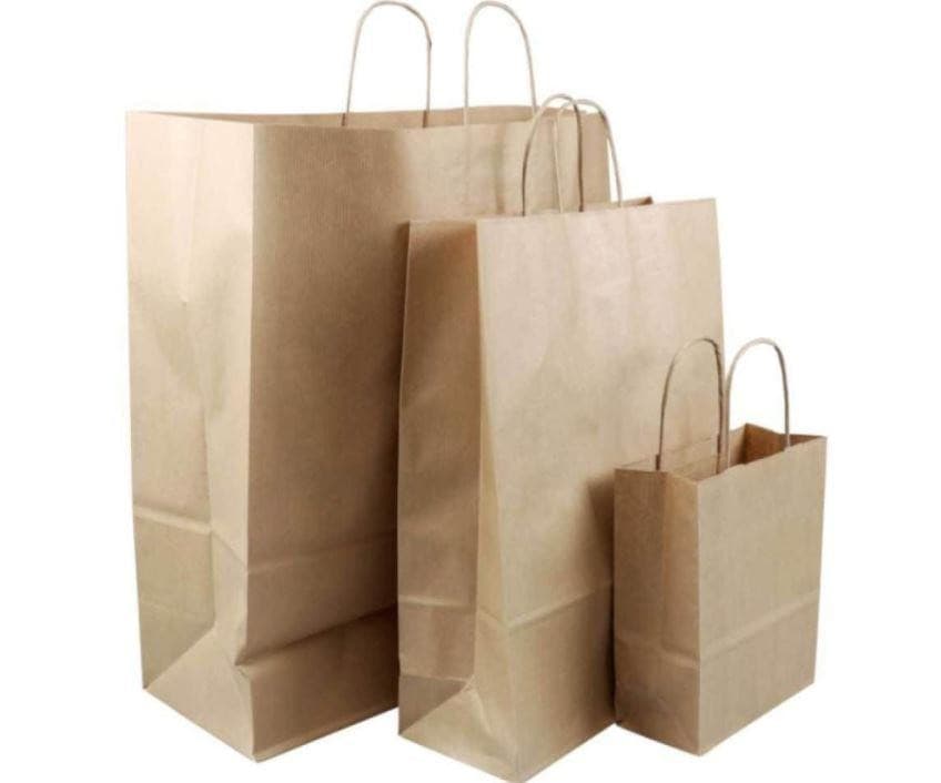 100x Kraft Paper Bags Gift Carry Craft Brown Bag with Handles | 19x25x8cm Size - Office Catch