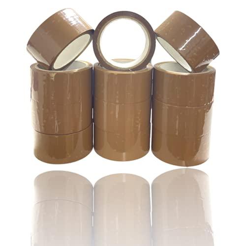 12Rolls | Brown Packing Tape | Packaging Moving Adhesive Tapes | 48mm x 75m | Bulk Pack - Office Catch