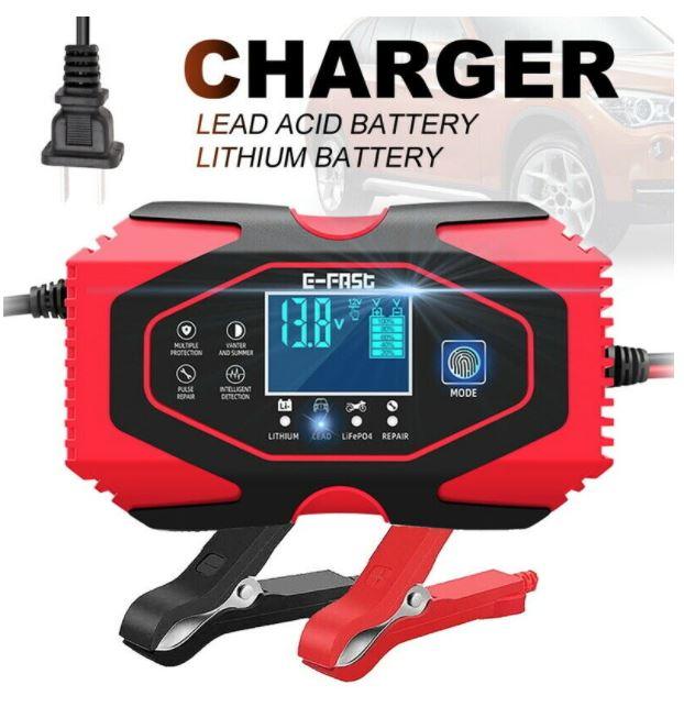 12V 24V Car Battery Charger Lead-acid AGM GEL-- Lithium Battery Repair Maintainer - Office Catch