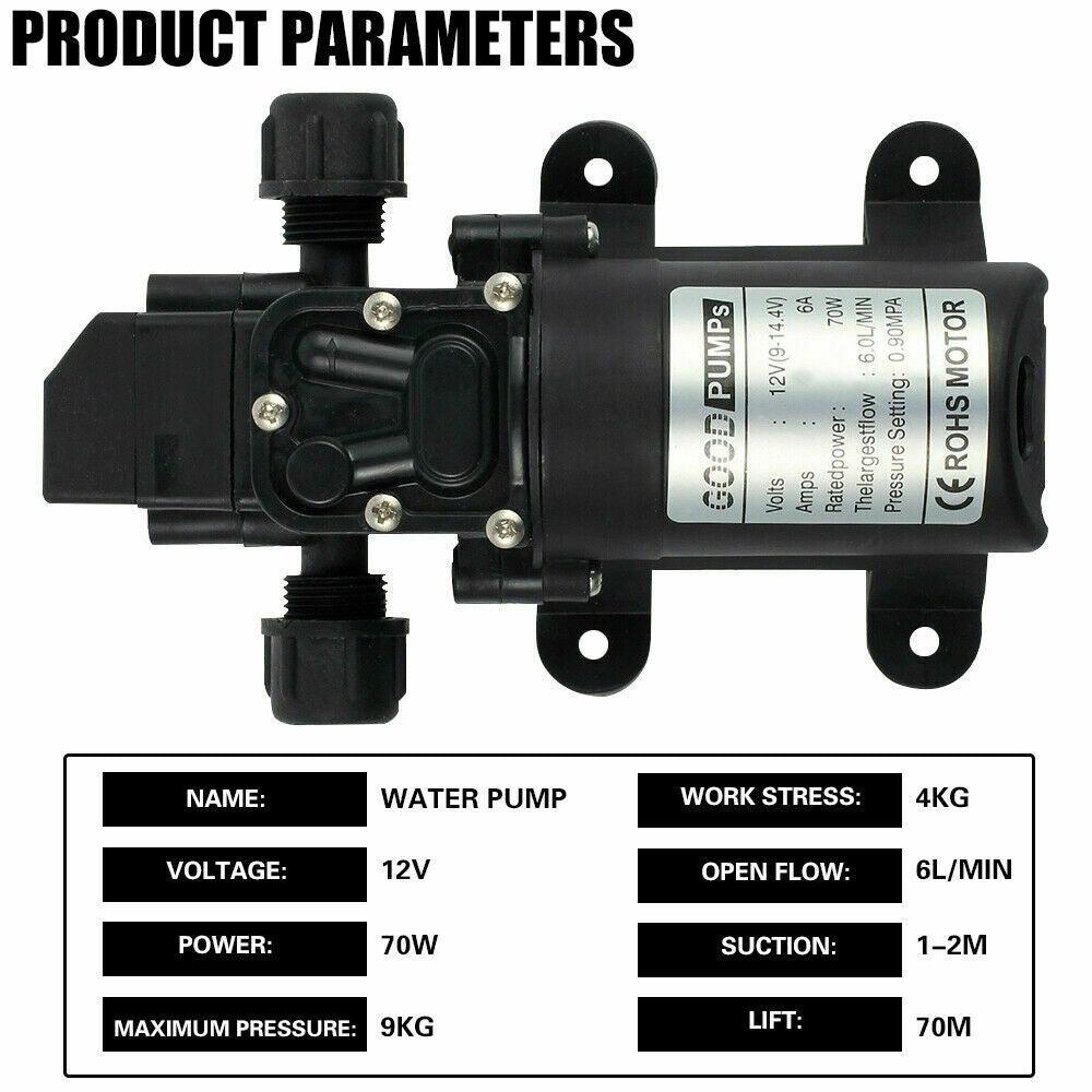 12V Water Pump 6Lpm 70W Self-Priming Caravan Camping Boat 130PSI - Office Catch