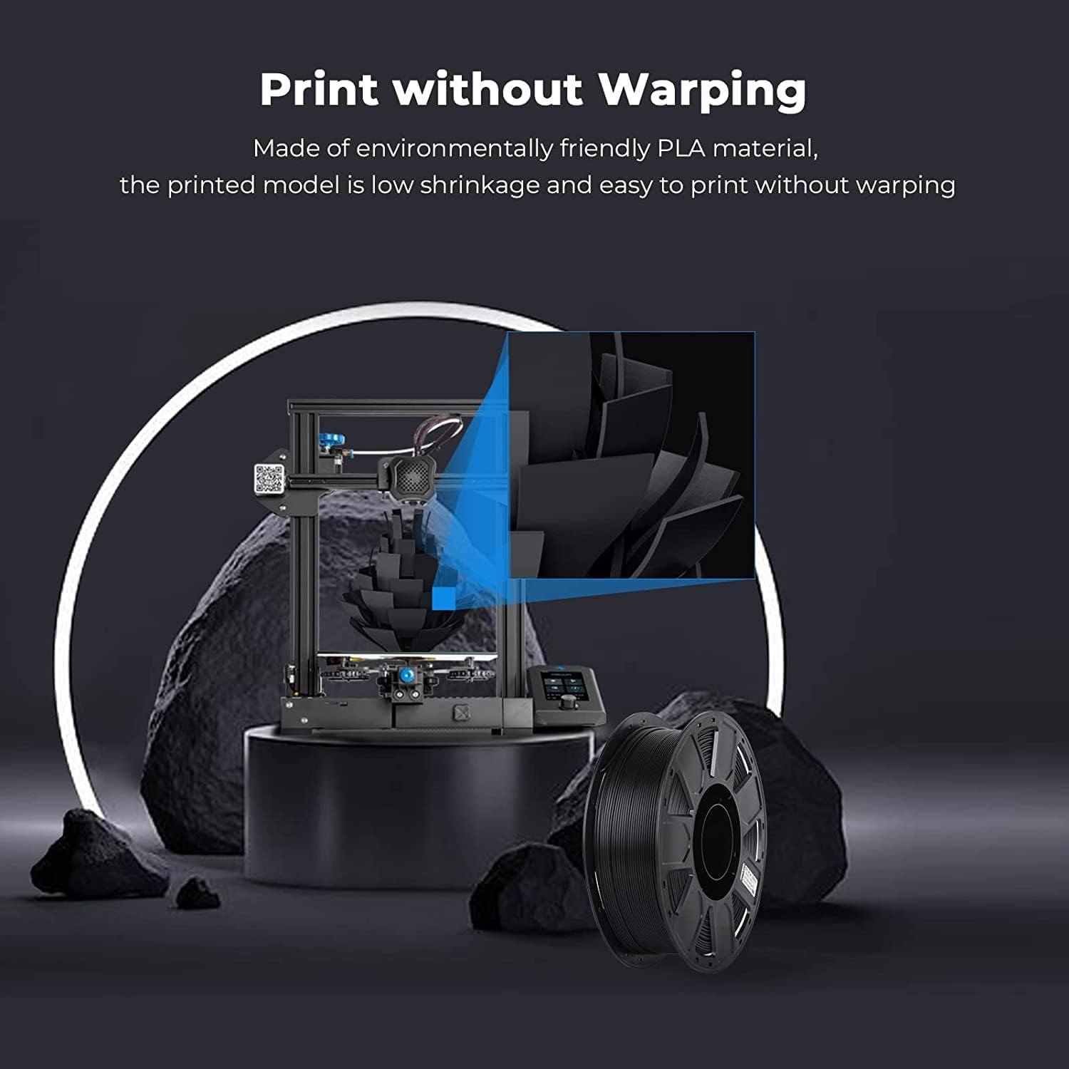 1.75mm 3D Printer Filament PLA - Black 1KG - Office Catch
