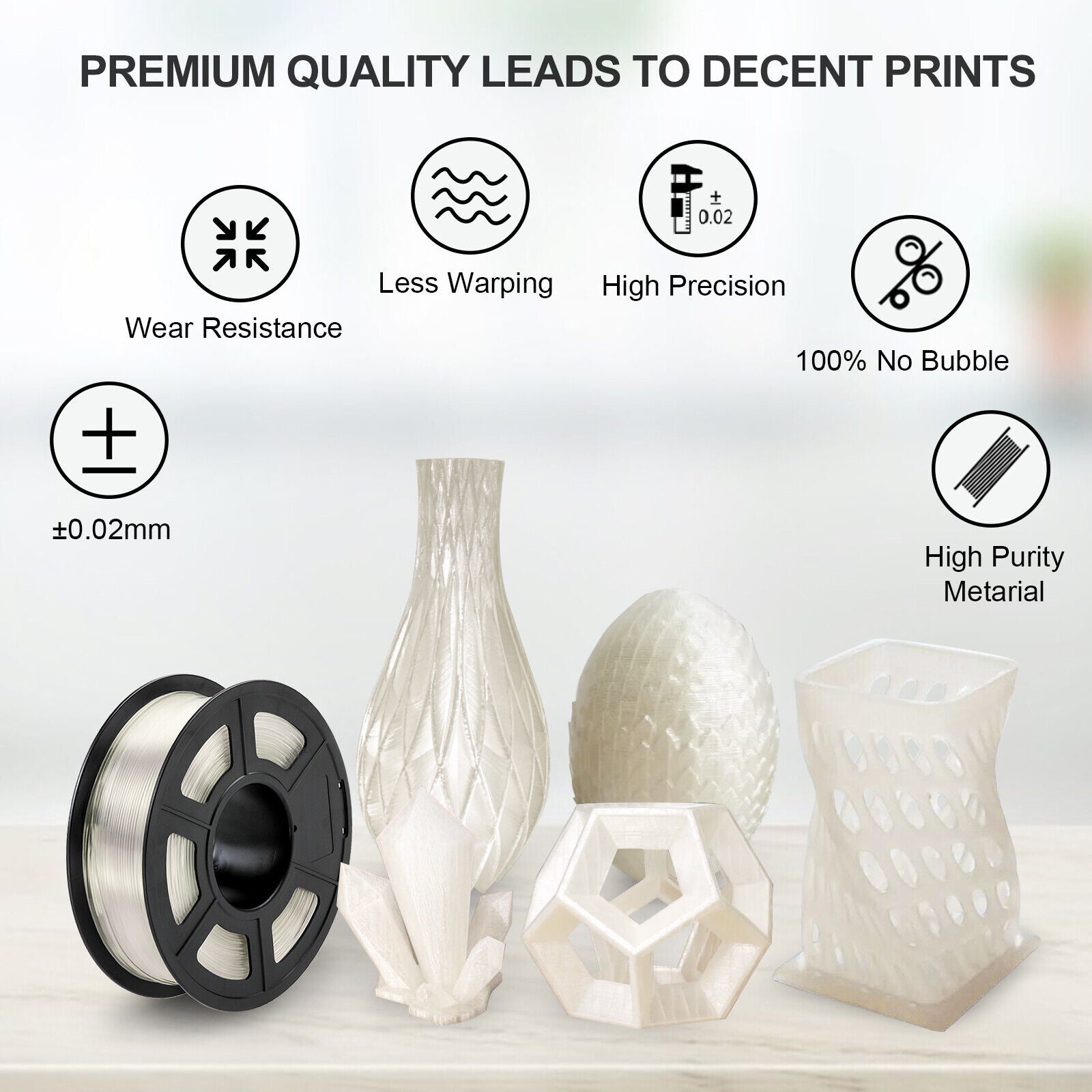 1.75mm 3D Printer Filament Silk - Clear 1KG - Office Catch