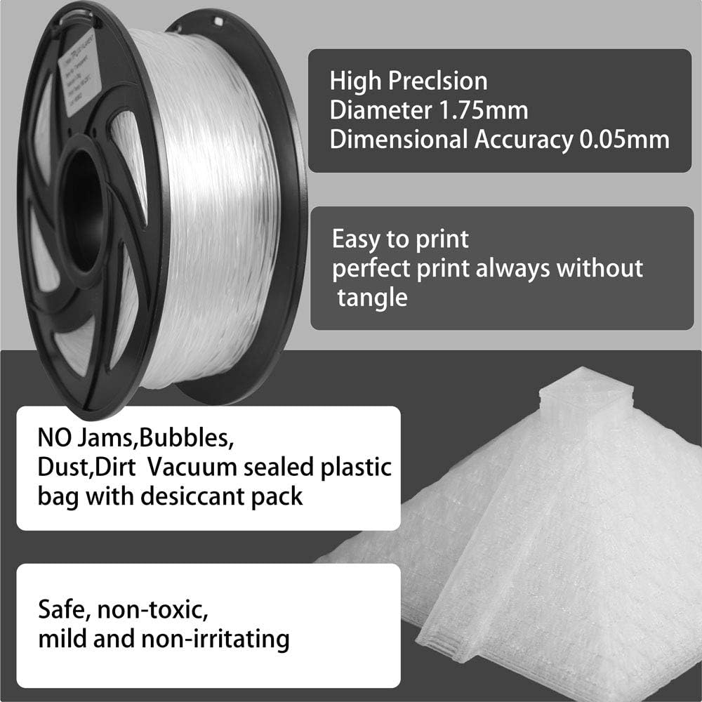 1.75mm 3D Printer Filament TPU - Clear 1KG - Office Catch