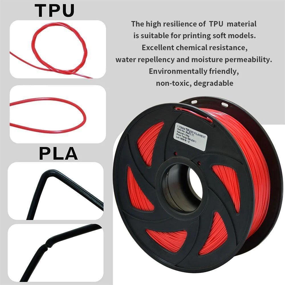1.75mm 3D Printer Filament TPU - Red 1KG - Office Catch