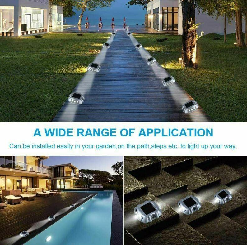 Outdoor Solar Deck Lights Blue Color Waterproof 6 LED Driveway Safety