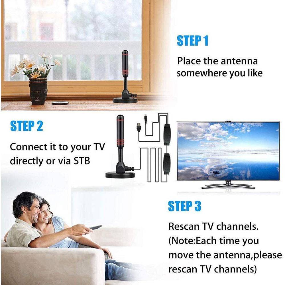 200 Mile Portable TV Antenna Indoor Outdoor Caravan Digital Freeview Aerial Ariel - Office Catch