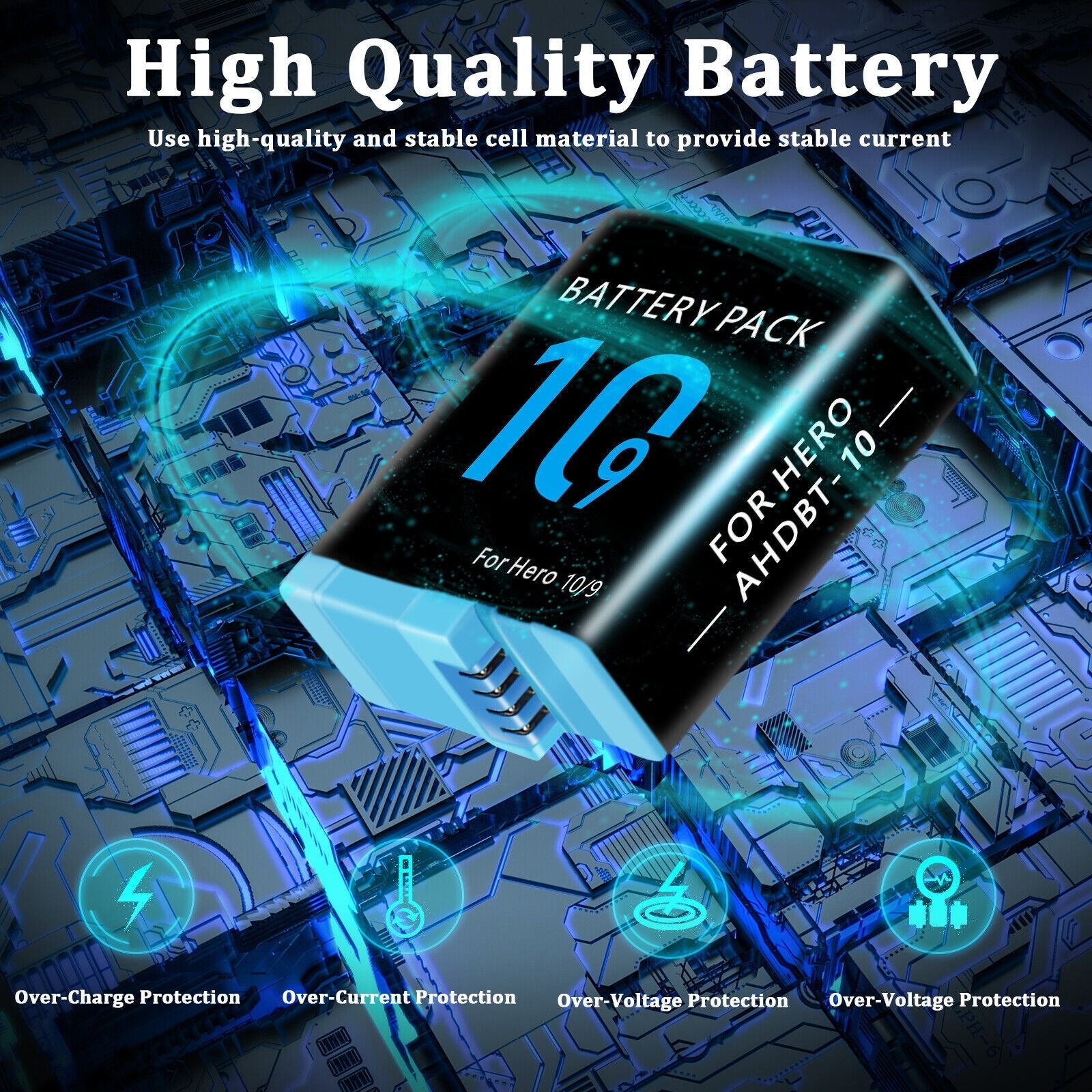 2000mAh GoPro Rechargeable Battery for HERO 9 Hero10 Black SLR Sport Camera Pack of 2 - Office Catch