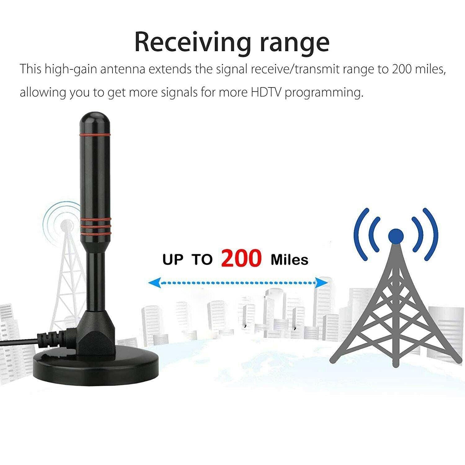 200Mile Portable TV Antenna Indoor Outdoor Caravan Digital Freeview Aerial Ariel - Office Catch