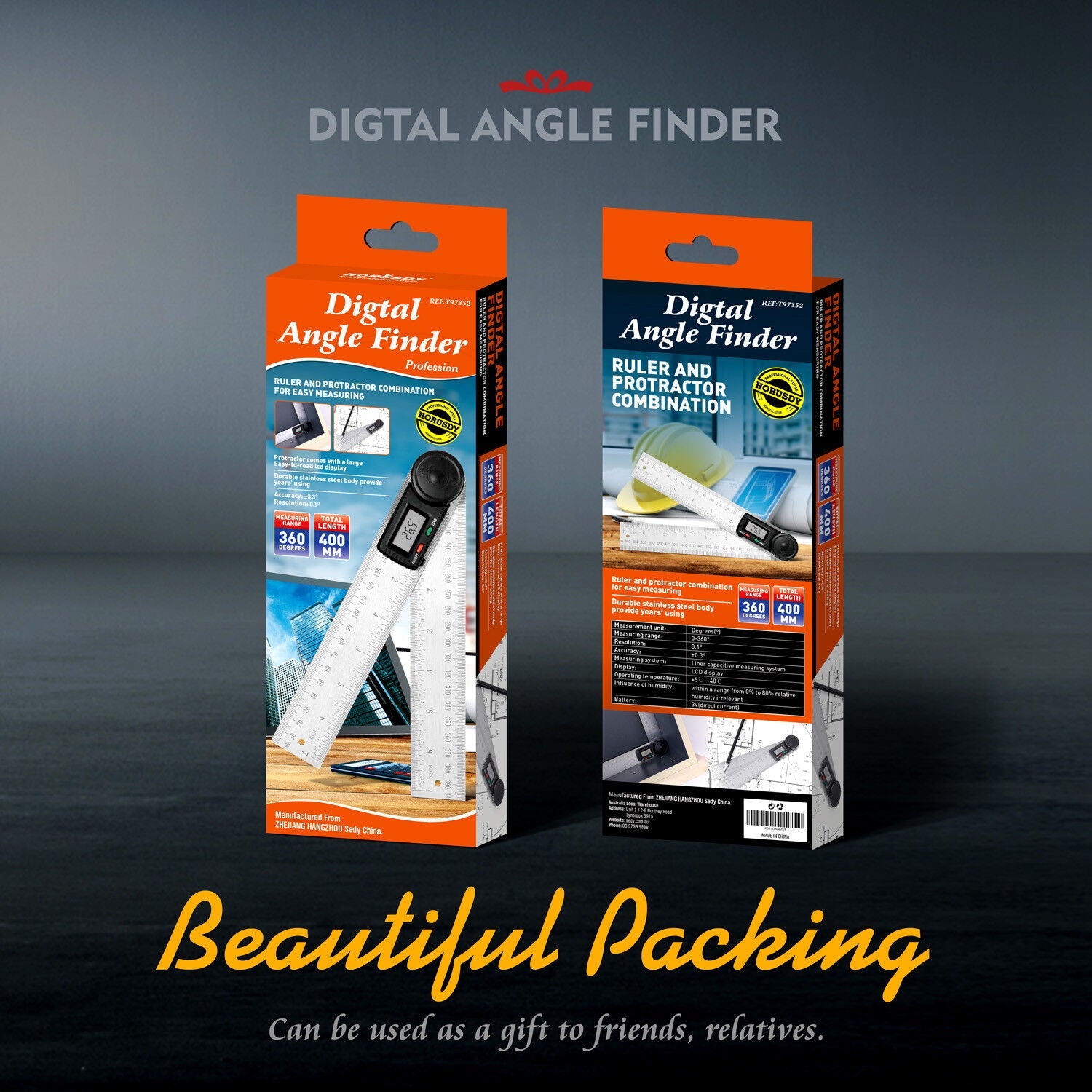 200mm Digital Angle Finder Ruler Protractor Measure Meter Stainless Steel 0-360° - Office Catch