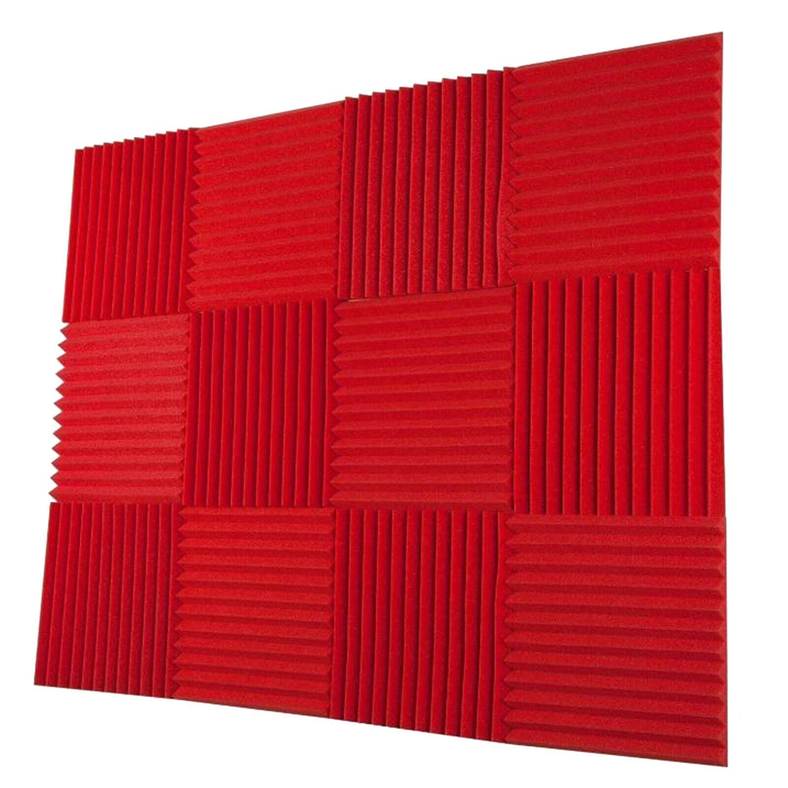 24 Pack Acoustic Foam Panels, 30x 30x 2.5cm Studio Soundproofing Wedges Fire Resistant Sound Proof Padding Acoustic Treatment Foam (Red) - Office Catch