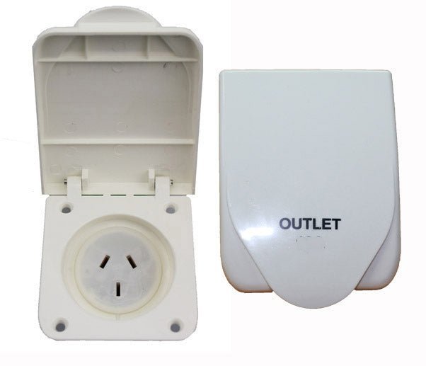 2x Caravan 15 Amp Power Inlet for Motor home 240V Socket - White - Office Catch