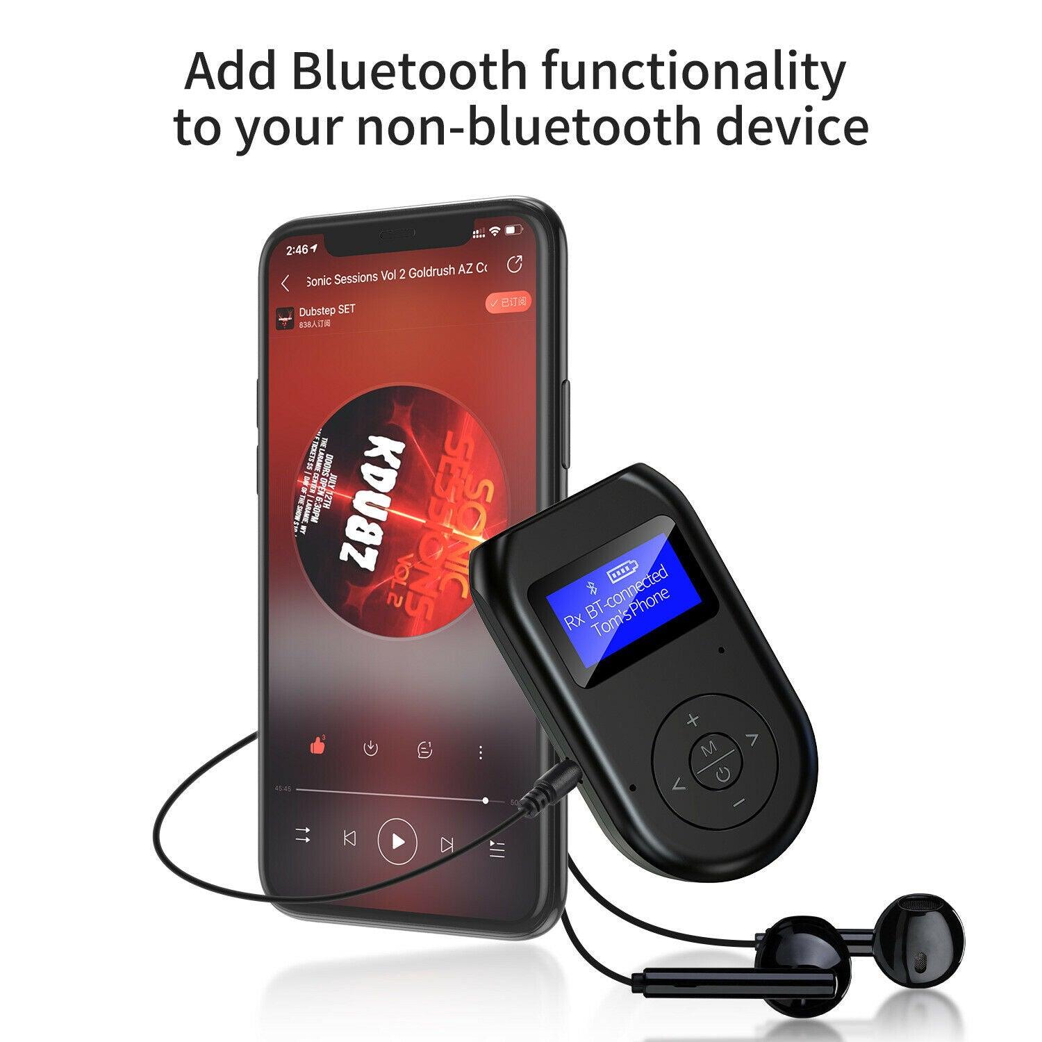 3 in 1 Bluetooth 5.0 Transmitter Receiver Wireless Audio 3.5mm Adapter with LCD - Office Catch