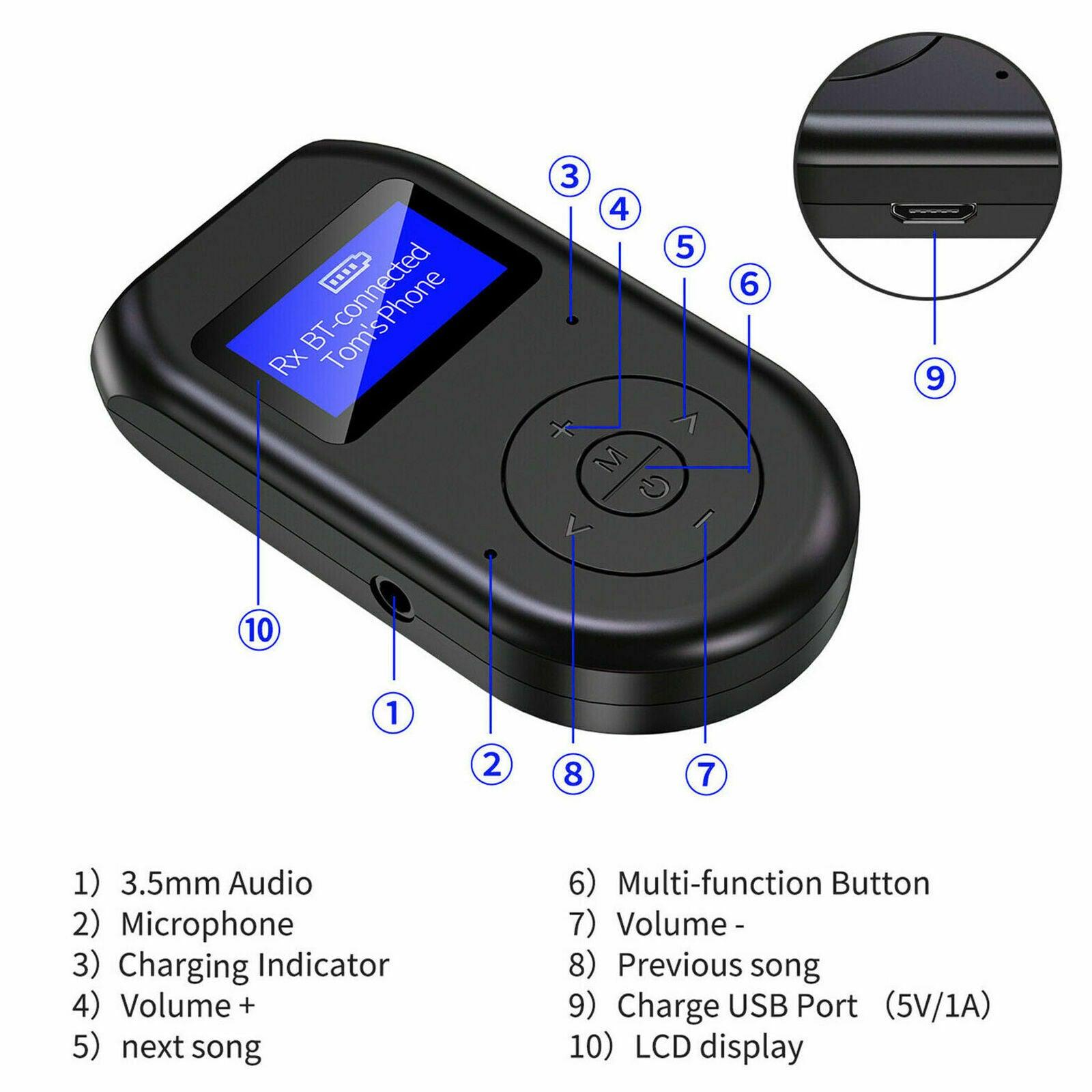 3 in 1 Bluetooth 5.0 Transmitter Receiver Wireless Audio 3.5mm Adapter with LCD - Office Catch