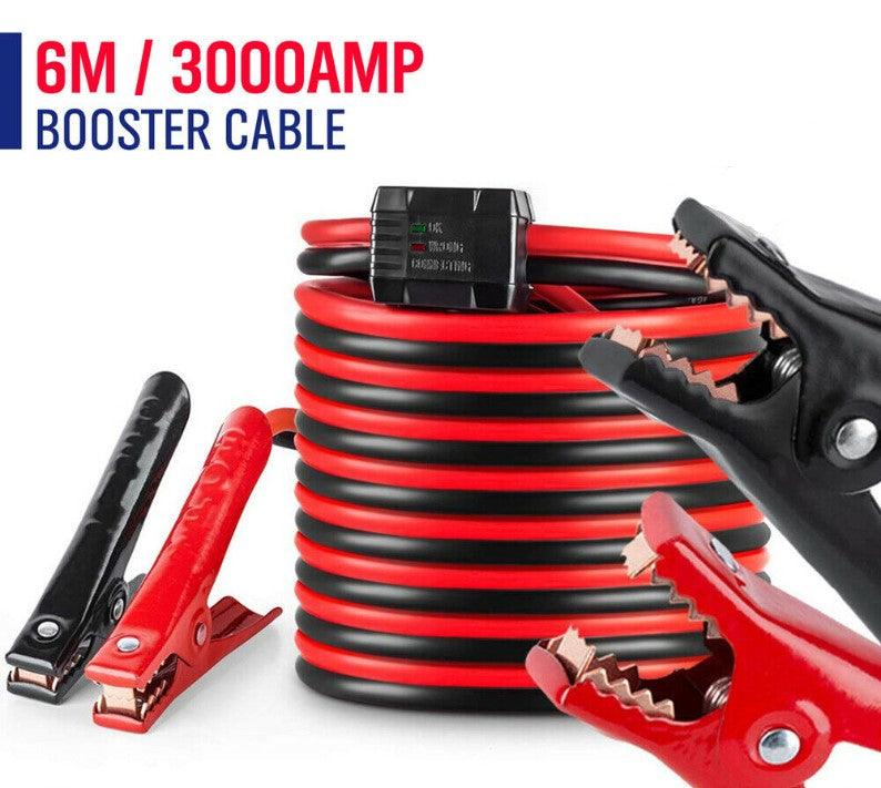3000AMP Jumper Leads 6M Long Surge Protection Car Boost Cables Alarm Indicator - Office Catch