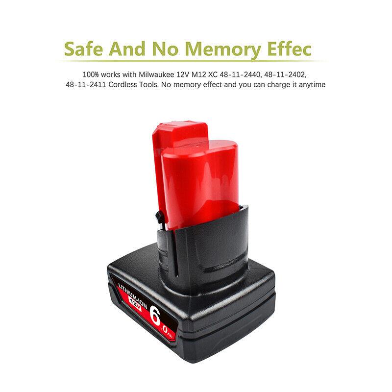 4 Pack | 6.0Ah 12V Tool Battery For Milwaukee M12 48-11-2440 48-11-2402 Extended Capacity - Office Catch