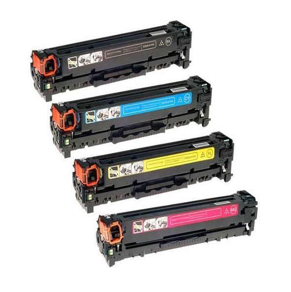 4 Pack HP CC530A-CC533A (304A) Compatible Toner Cartridges [1BK,1C,1M,1Y] for Color LaserJet CP2025 printer - Office Catch