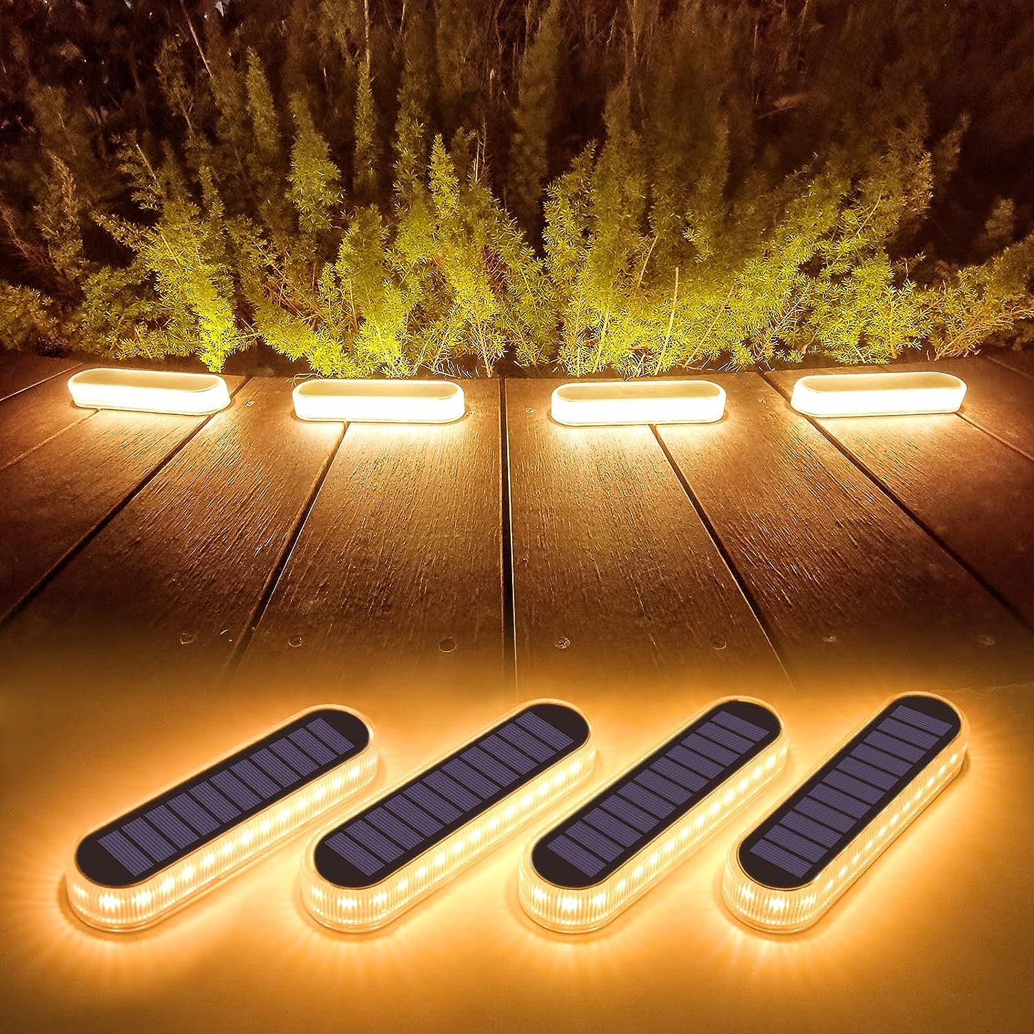 4-Pack Solar Powered Step Lights - 40LM Brightness, LED Dock Lights for Outdoor In-Ground Lighting, IP68 Waterproof with Auto ON/OFF Feature, Ideal for Garden, Stairs, Driveway, and Pathway Illumination - Office Catch