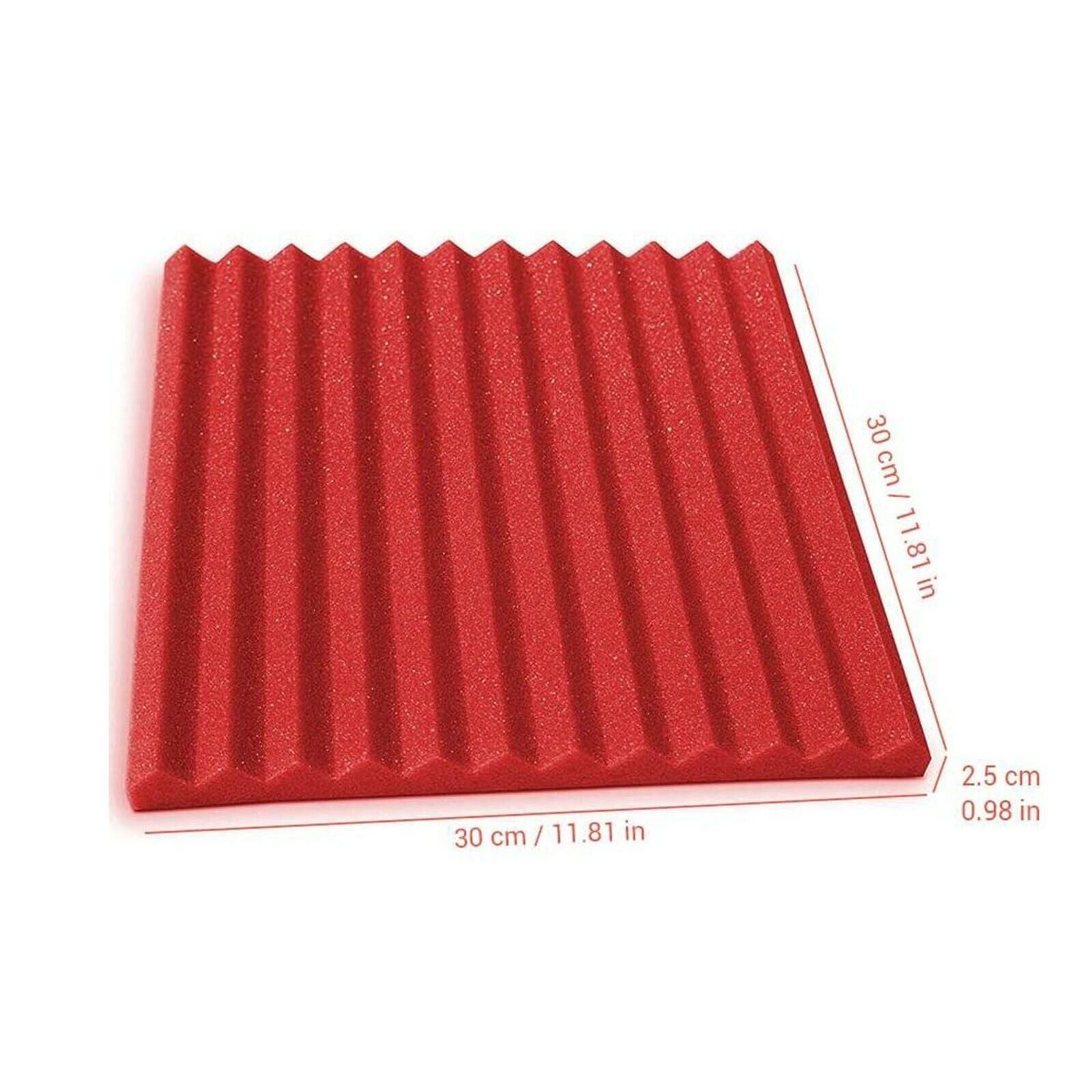 48 Pack Acoustic Foam Panels, 30x 30x 2.5cm Studio Soundproofing Wedges Fire Resistant Sound Proof Padding Acoustic Treatment Foam (Red) - Office Catch