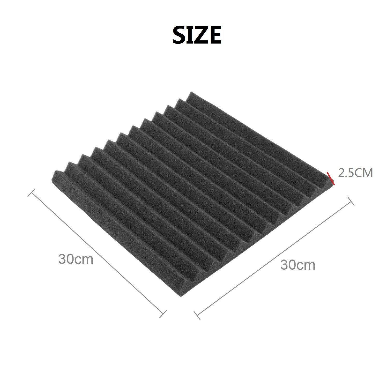48 Pack | Studio Acoustic Foam Sound Absorbtion Proofing Panels Tiles Wedge | 30*30*2.5cm - Office Catch