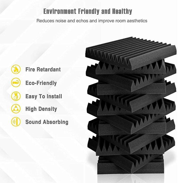 48x Pack | Studio Acoustic Foam Sound Absorbtion Proofing Panels Tiles Wedge | 30*30*5cm - Office Catch