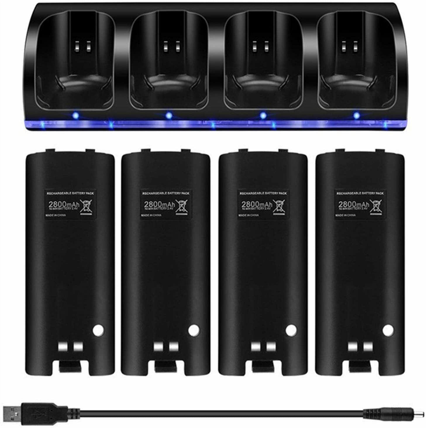 4x Rechargeable Battery Pack & Wii Controller Charger Dock Station for Nintendo - Office Catch