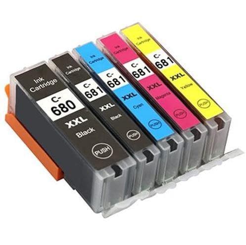 5 Pack Canon PGI-680XXL CLI-681XXL Extra High Yield Compatible Inkjet Cartridges Combo [1BK,1PBK,1C,1M,1Y] for PIXMA TS6360 printer - Office Catch