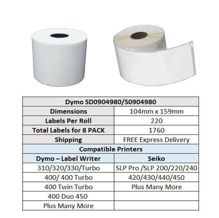 5 Rolls | Compatible Dymo 4XL S0904980 Shipping Labels 104 x 159mm SD0904980 - Office Catch