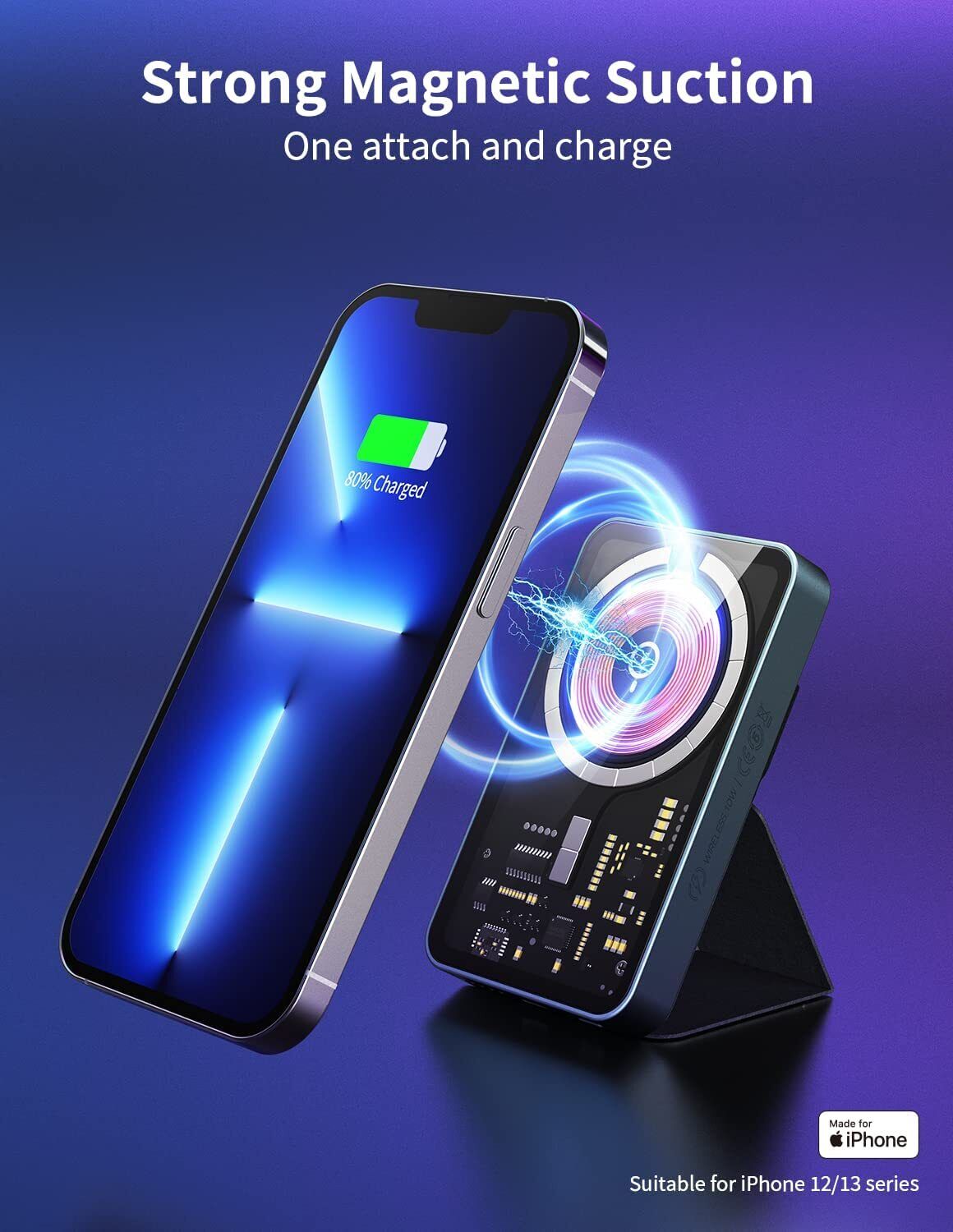 5000Mah Magnetic Power Bank Wireless Charging Fast For iPhone 15 14 13 12 Pro - Office Catch