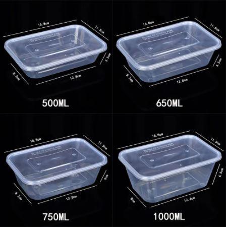 650ml (Medium) | 600 Pcs Take Away Containers & Lids Disposable | Plastic Food Container - Office Catch